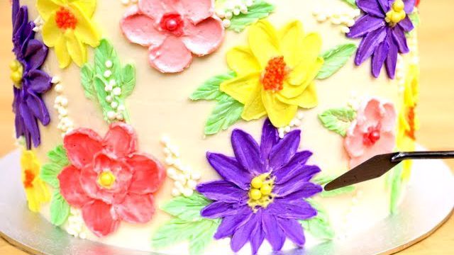 ایده های تزیین کیک برای کشیدن گل ها رنگی در چند دقیقه